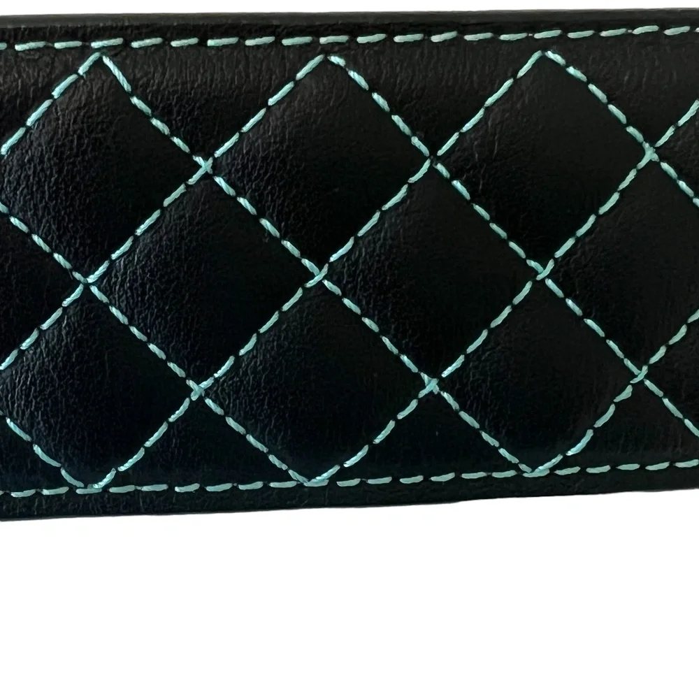 Noble Outfitters Equestrian Classic Quilted Belt Black w/Blue Stitching  sz XL